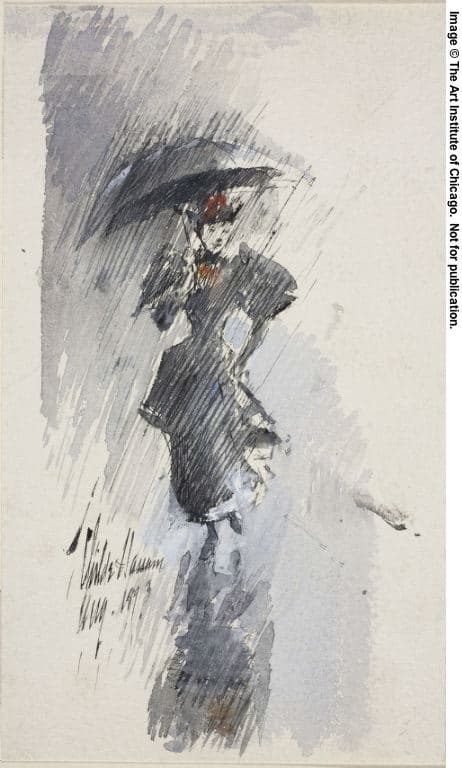 Woman with Umbrella — Childe Hassam