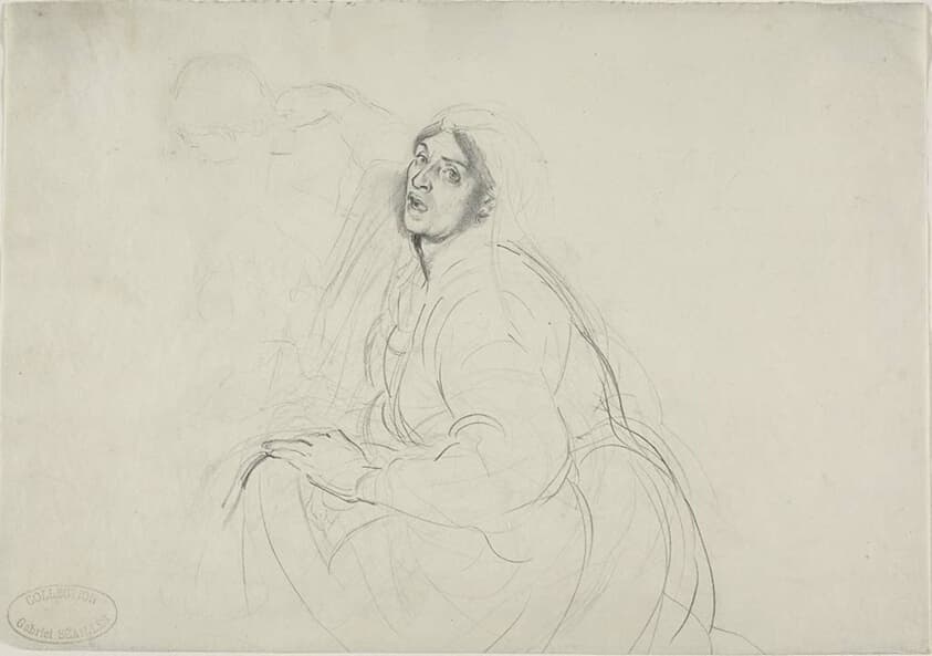 Seated Woman, and Sketch of Figure Bending Over — Alfred Dehodencq