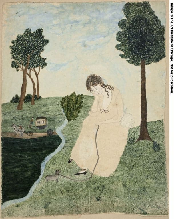 Seated Girl with a Coach in the Distance (The Departure) — Orra Louise White