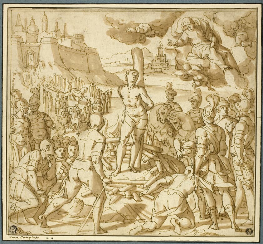 Study for Saint James Saving an Innocent from the Flames — Lazzaro Tavarone
