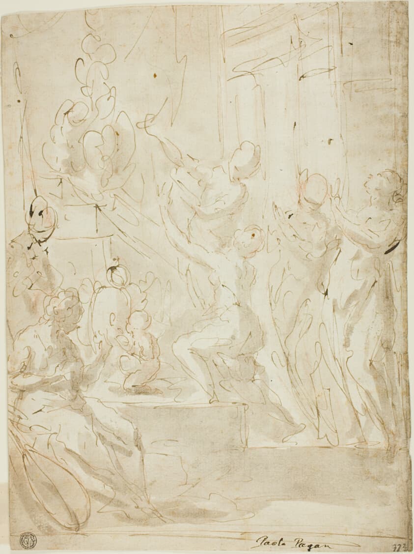 Figures at an Altar or Classical Sacrifice — Paolo Pagani