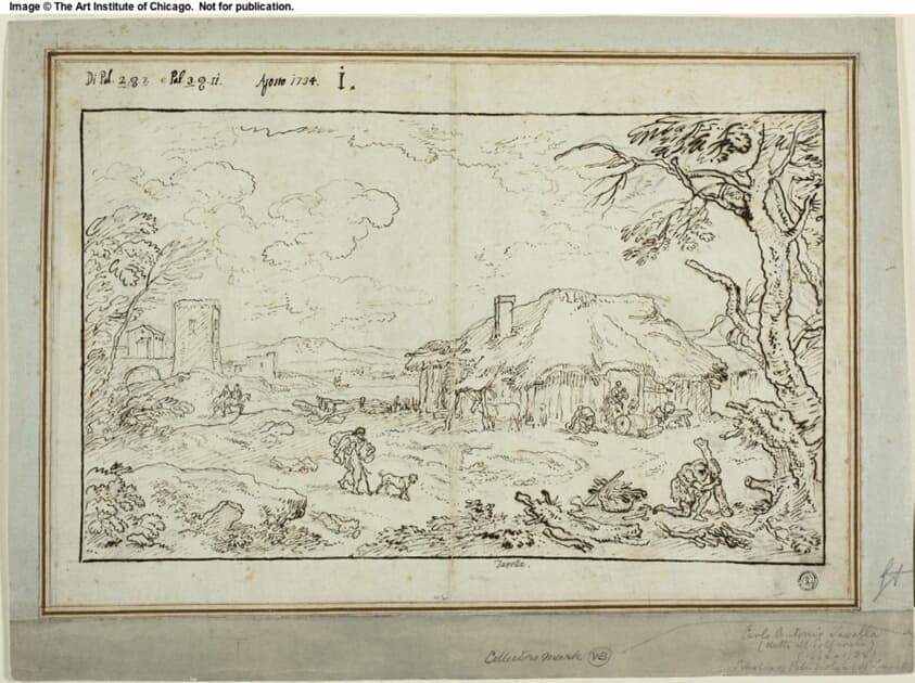 Rural Crossroads, with Farm Buildings in Foreground — Carlo Antonio Tavella