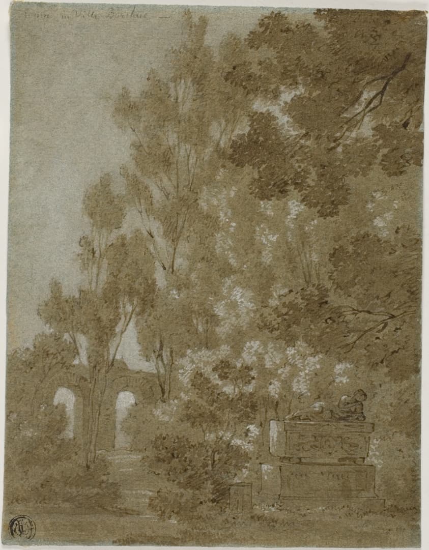 View of Ruined Arches and Tomb in Villa Borghese — Gaspard Dughet