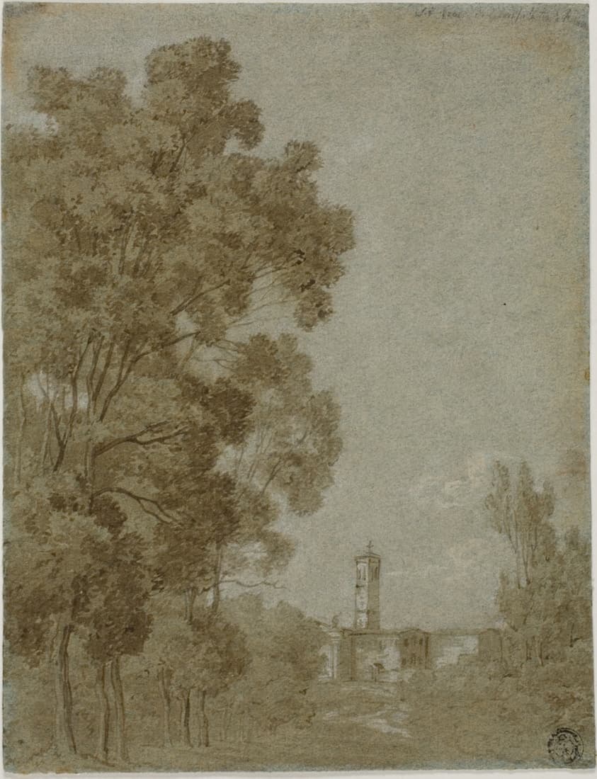Roman Landscape with View of Church — Gaspard Dughet