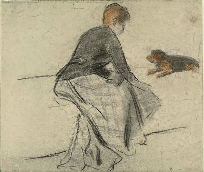 Seated Woman and Small Dog — Federigo Zandomeneghi