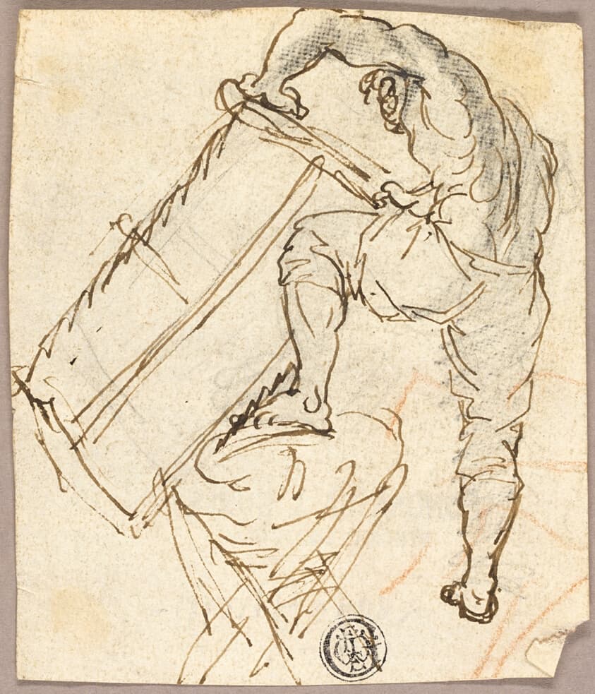 Man Sawing Wood — Pier Leone Ghezzi