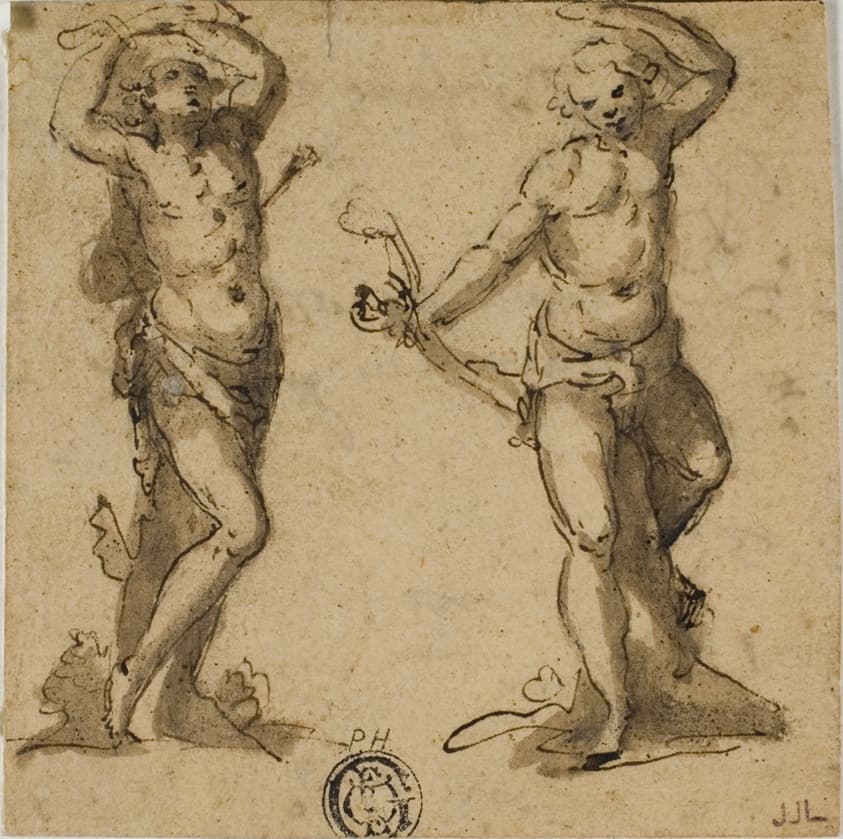 Two Sketches of Saint Sebastian — Giovanni Battista Trotti