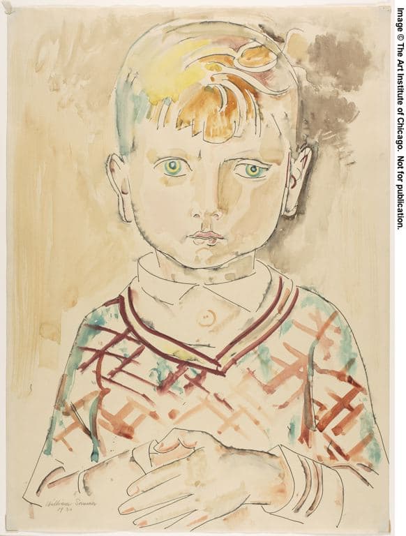 Bust of Boy in a Plaid Sweater — William Sommer