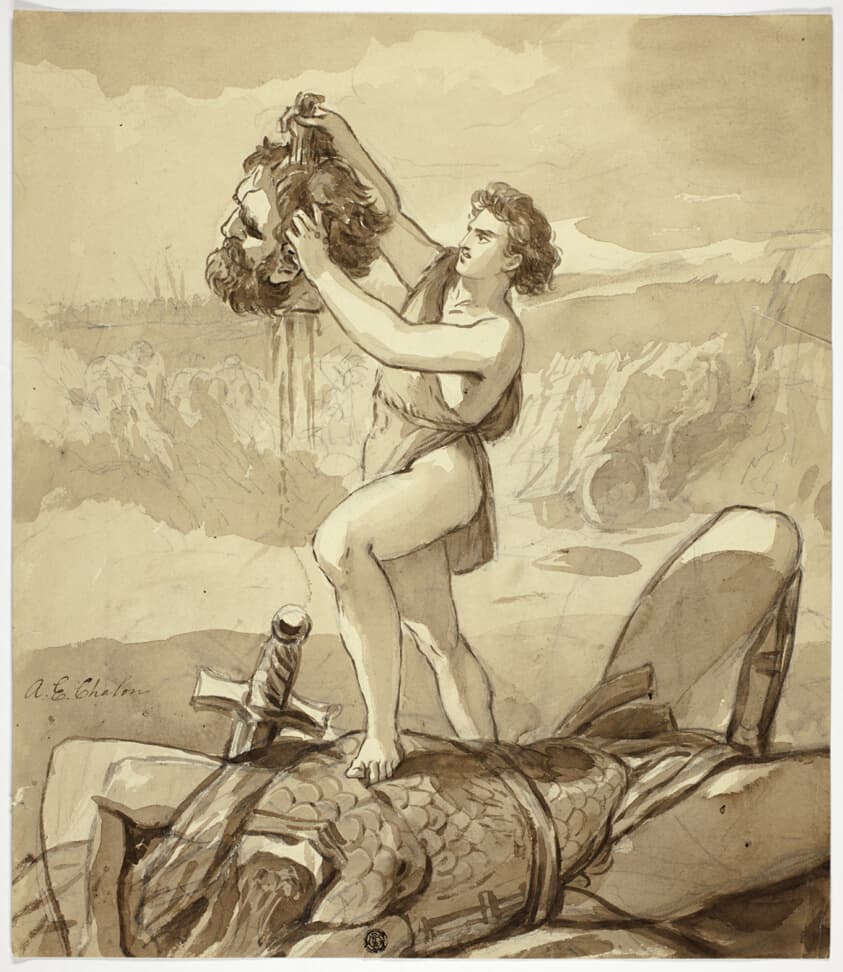 David and Goliath — Alfred Edward Chalon