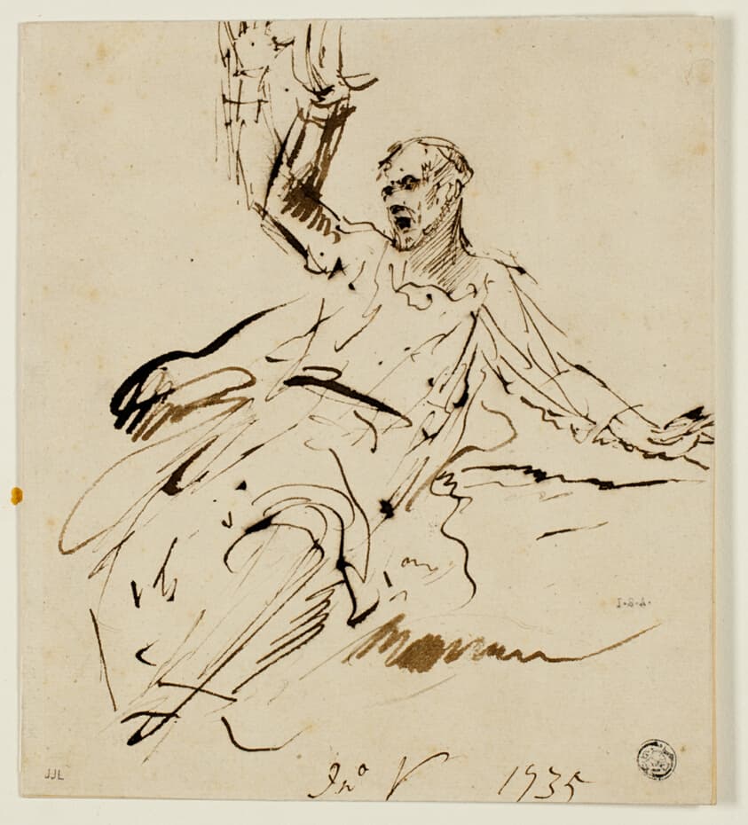 Seated Male Figure with Raised Arm — John Vanderbank