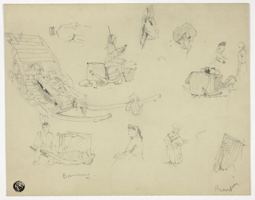 Sketches of Figures, Sleds at Bambarg — Samuel Prout