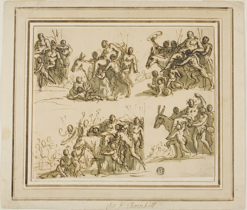 Five Sketches for the Triumph of Silenus — James Thornhill