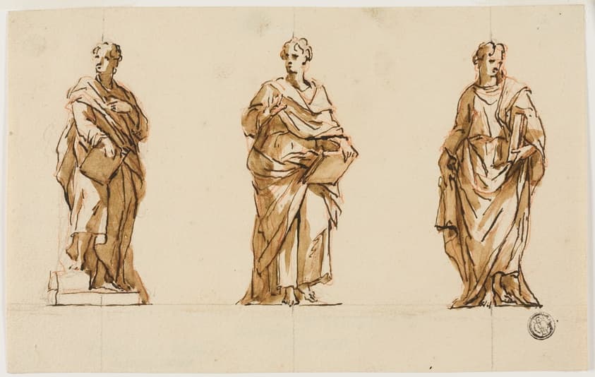 Three Studies for Statue of John Locke — John Michael Rysbrack