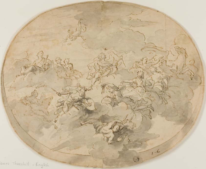 Design for Ceiling Fresco: Apollo and the Muses with Minerva Destroying Ignorance — James Thornhill