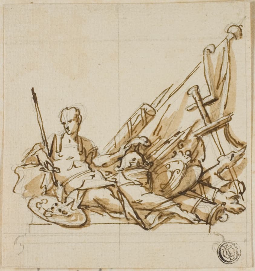 Warrior upon Sarcophagus Accompanied by Trophies: Unexecuted Design for the Monument to the First Duke of Marlborough — John Michael Rysbrack
