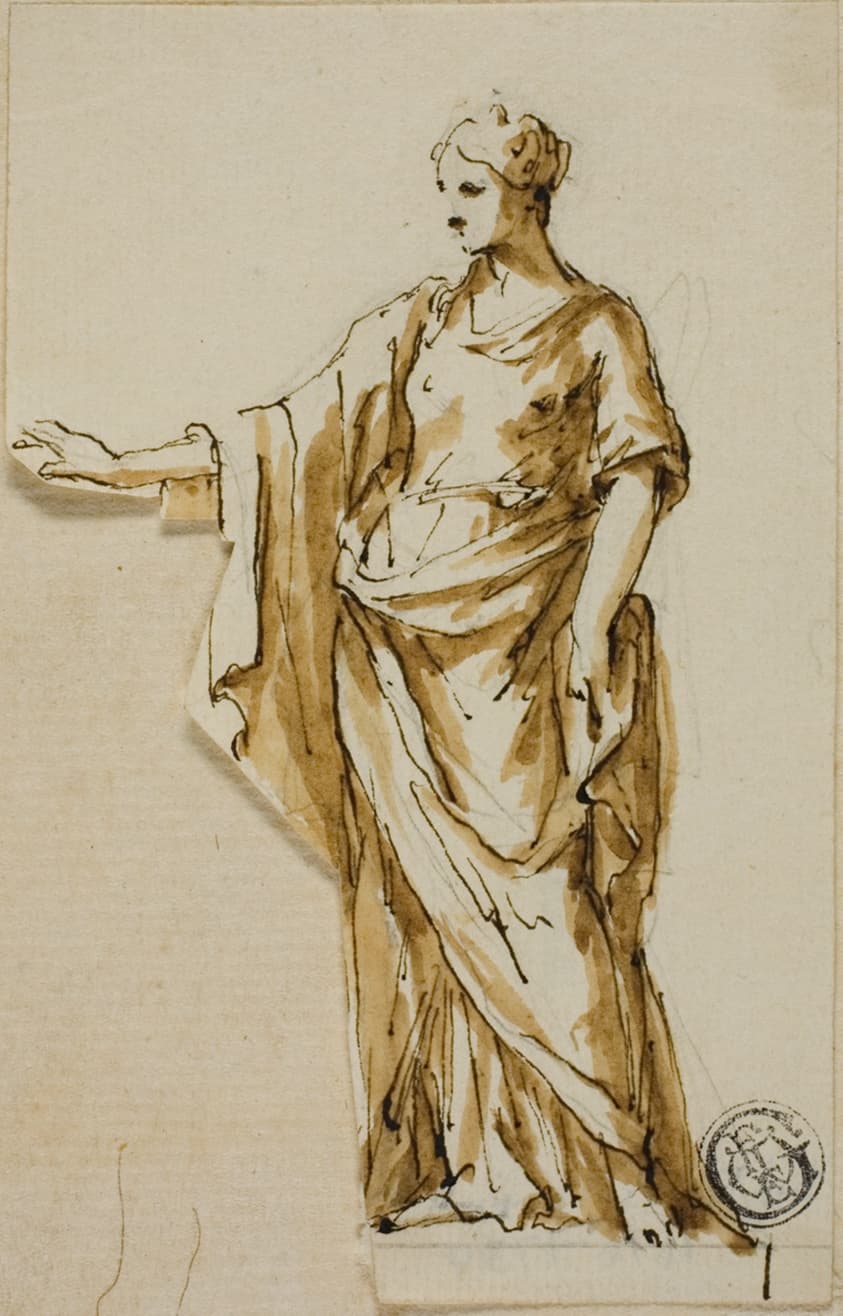 Standing Female Figure with Right Arm Raised — John Michael Rysbrack