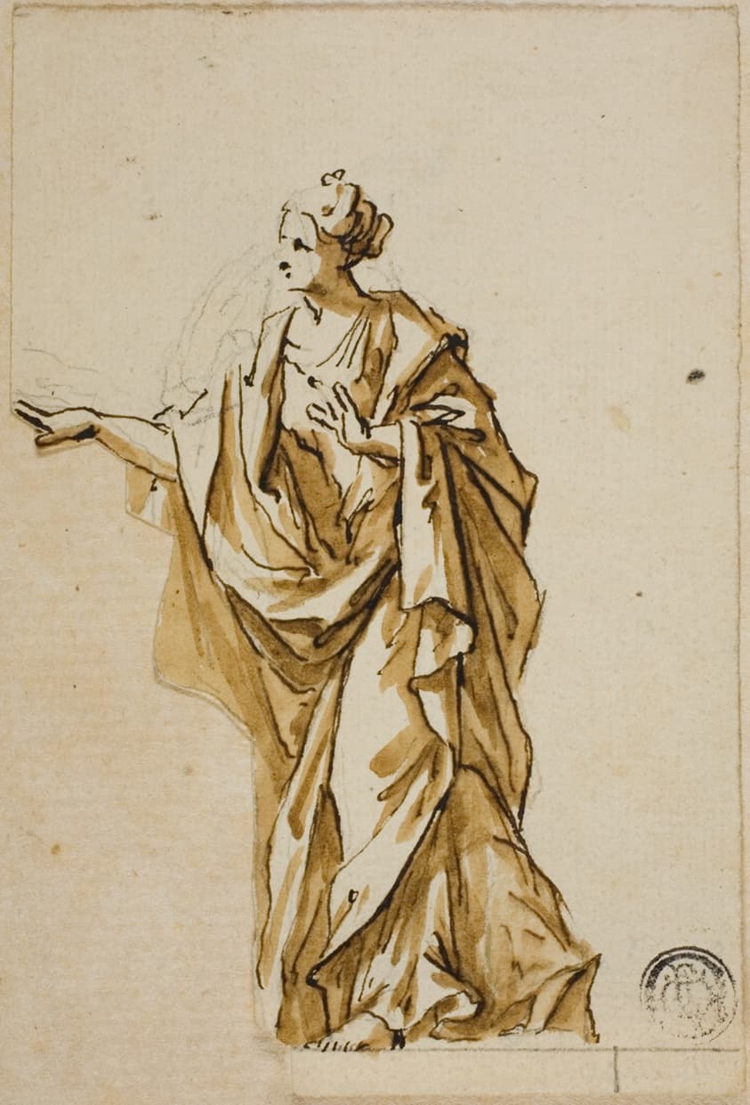 Standing Female Figure Pointing to Left — John Michael Rysbrack