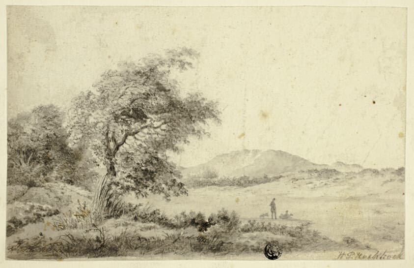 Landscape with Couple and Dog — Hendrik Pieter Koekkoek