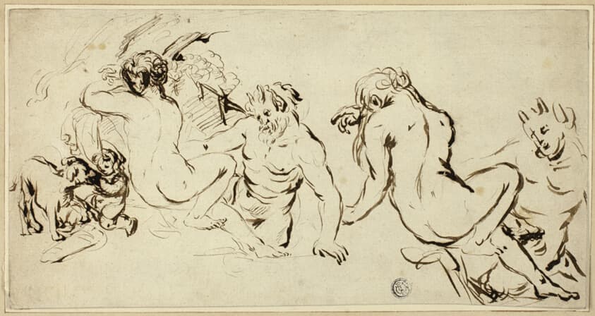 Sketches of Nymph, Satyr and Putto — John Vanderbank