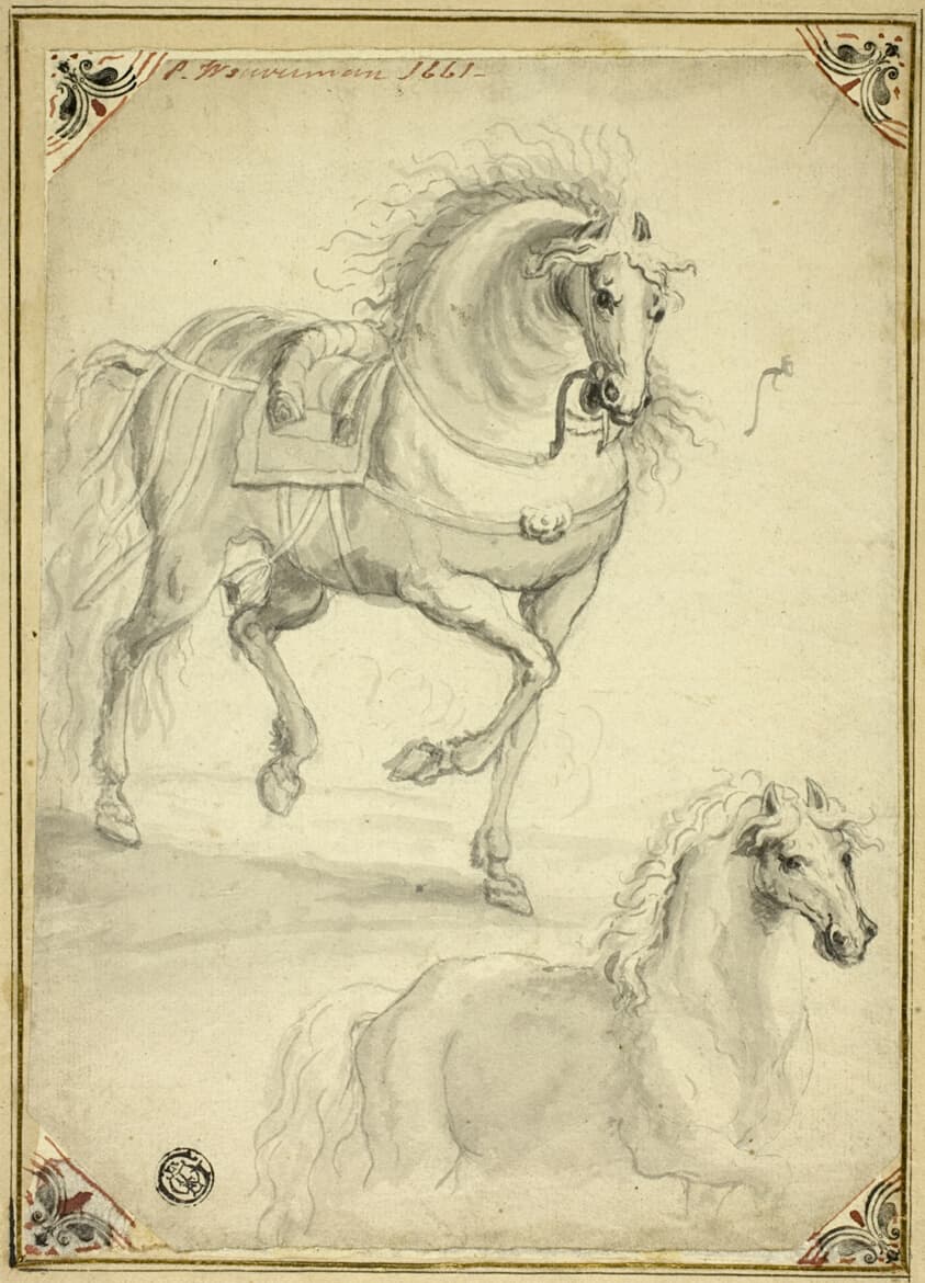 Two Sketches of Trotting Horse — Philips Wouwerman