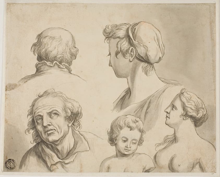 Sketches of Five Busts — Gerard de Lairesse