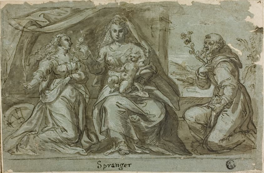 Madonna and Child with Saints Catherine and Dominic — Bartholomaeus Spranger