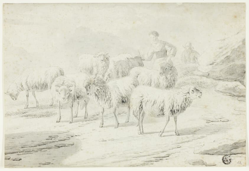 Shepherdess and Sheep — Philipp Peter Roos