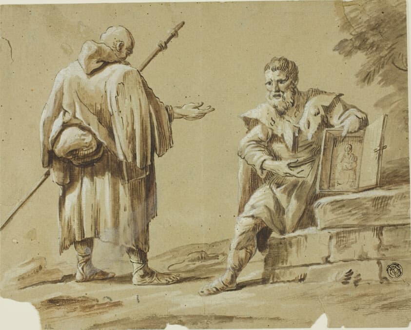 Two Pilgrims with Portable Shrine — Tiberius Dominikus Wocher