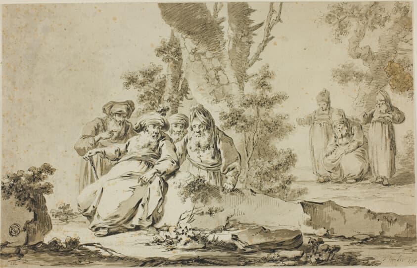 Figures in Oriental Costume in a Landscape — Tiberius Dominikus Wocher