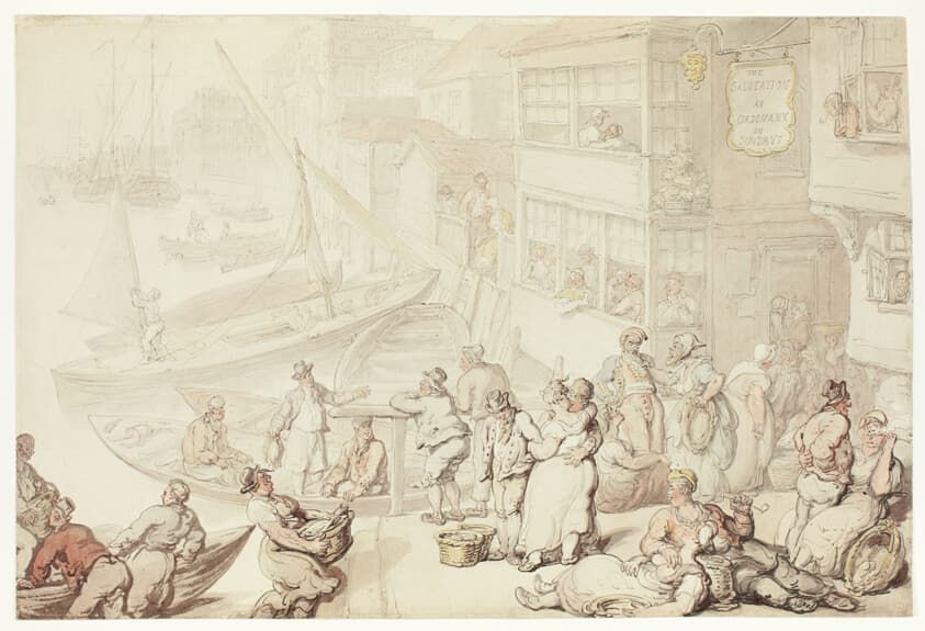 Outside the Salutation Inn, Greenwich — Thomas Rowlandson