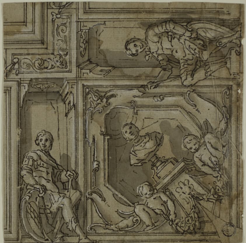 Design for Corner of a Ceiling Decoration — Lazzaro Tavarone