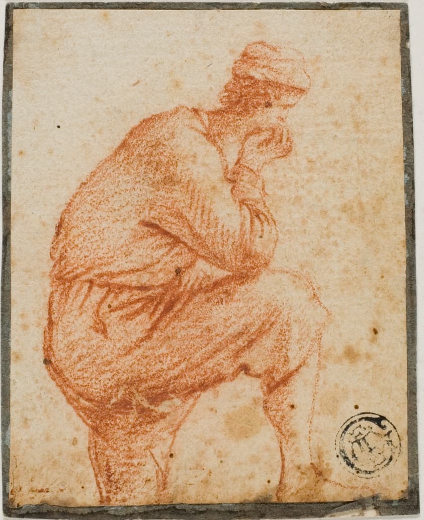 Young Man in Profile with Chin in Hand, Leaning on Raised Knee — Filippo Napoletano