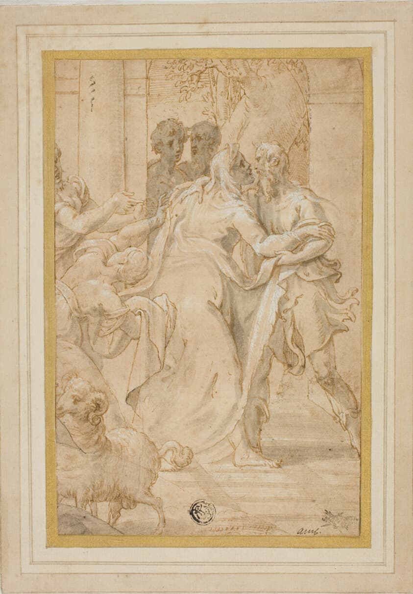 The Meeting of Joachim and Anna at the Golden Gate — Girolamo Mazzola Bedoli
