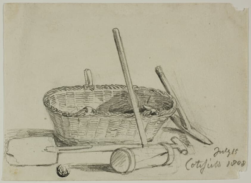 Wicker Basket, Mallet, Shovel, Pick — Joshua Cristall
