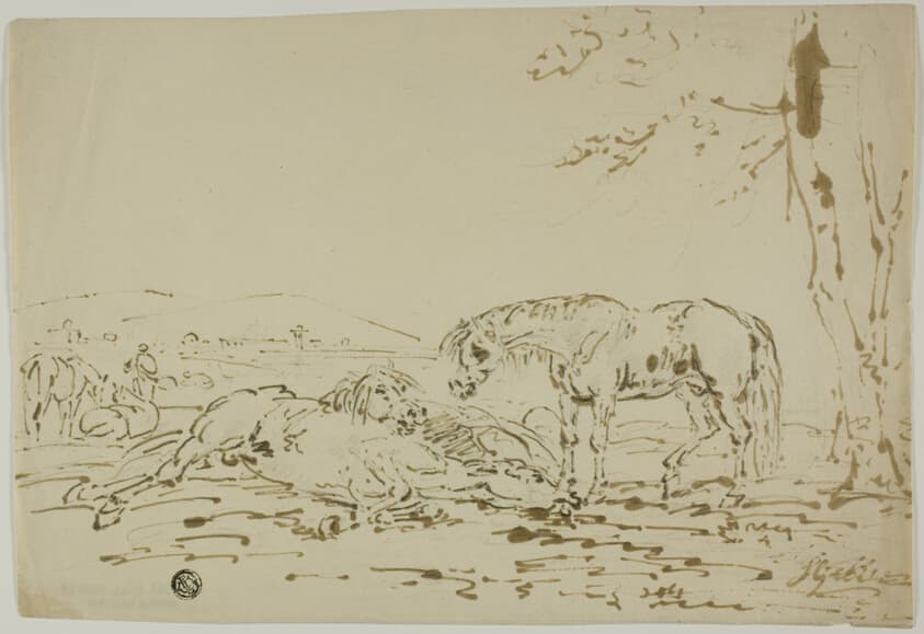 Landscape with Horses in Foreground — Sawrey Gilpin