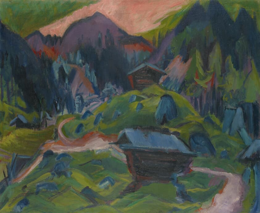Kummeralp Mountain and Two Sheds — Ernst Ludwig Kirchner