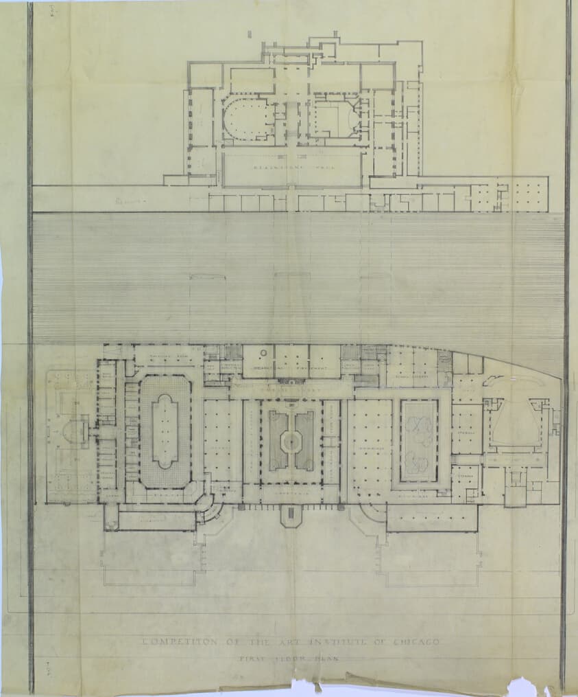 Art Institute of Chicago Competition, First Floor Plan — Paul Philippe Cret