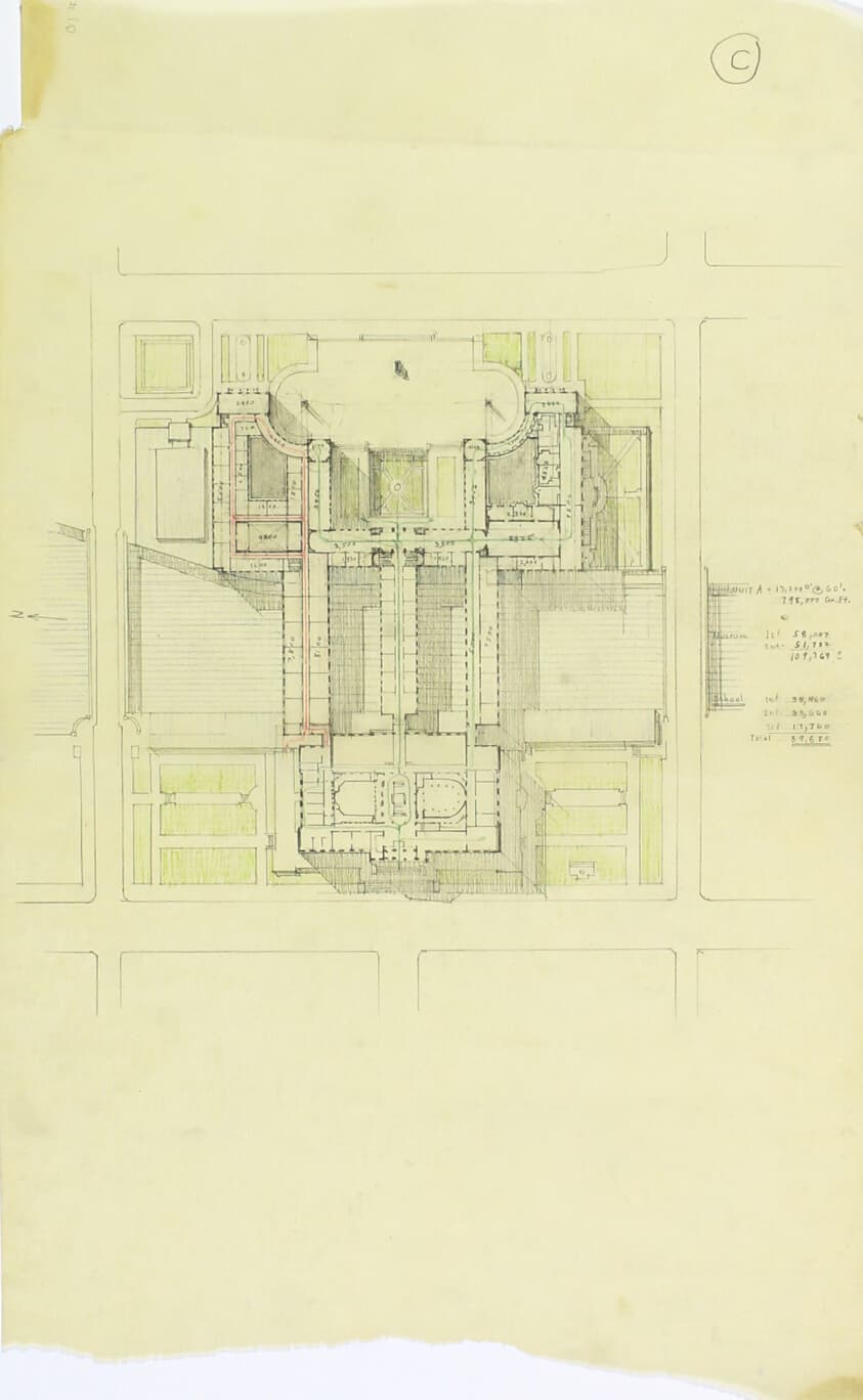 Art Institute of Chicago Competition, Plan Study — Paul Philippe Cret