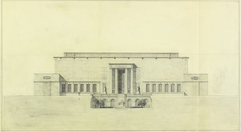 Art Institute of Chicago Competition, Elevation and Section — Paul Philippe Cret