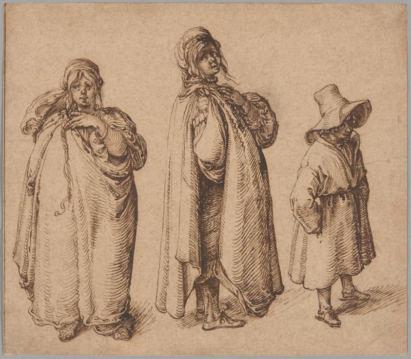 Two Studies of a Roma Woman and a Roma Boy in a Large Hat — Jacques de Gheyn II