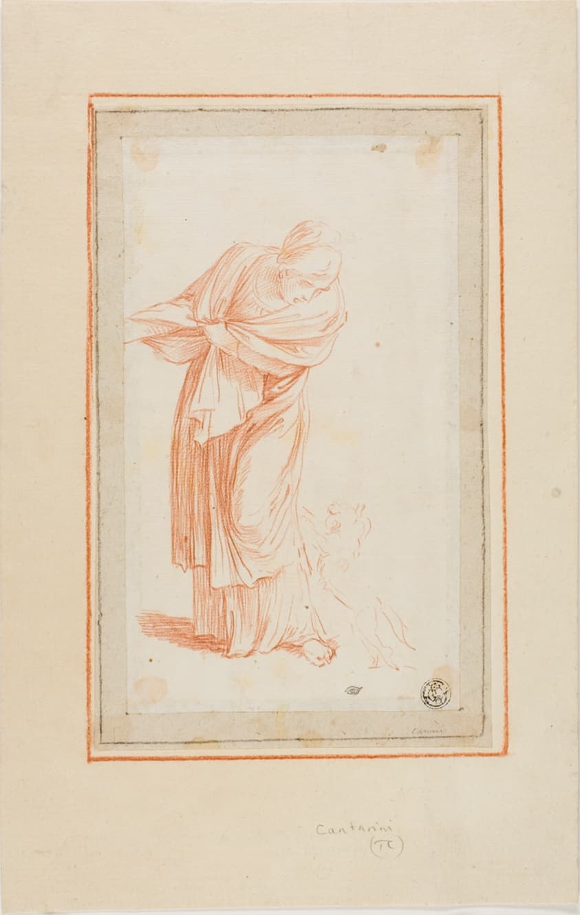 Woman and Dog — Giovanni Angelo Canini