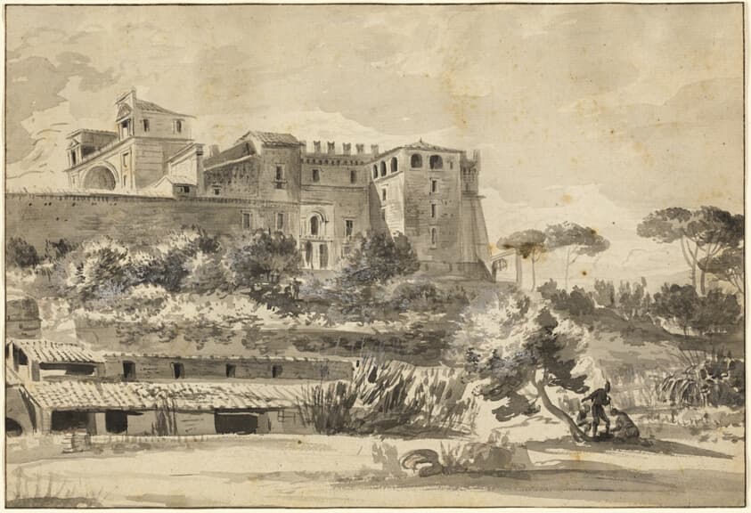 View of an Italian Villa and Gardens (the Belvedere of the Vatican) — Jean Jacques de Boissieu