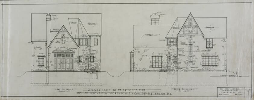 Joseph Ricker House, Chicago, Illinois, East and North Elevations — Cable and Spitz Architects