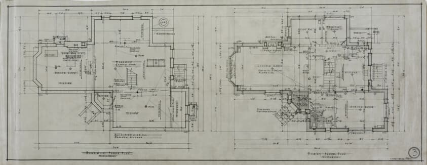 Joseph Ricker House, Chicago, Illinois, Basement and First Floor Plan — Cable and Spitz Architects
