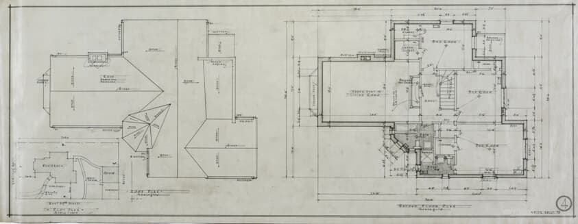 Joseph Ricker House, Chicago, Illinois, Roof and Second Floor Plans — Cable and Spitz Architects