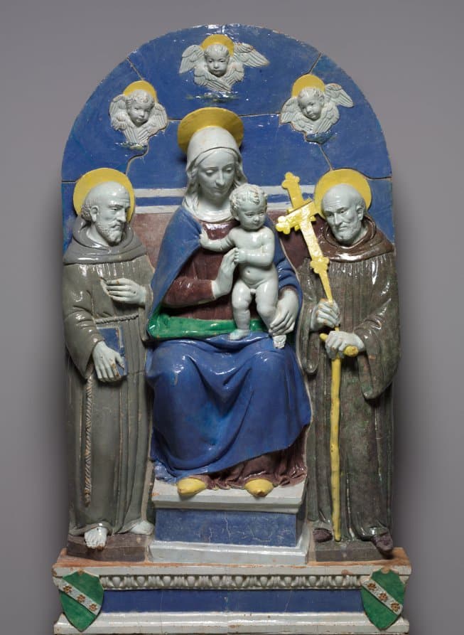 Virgin and Child Enthroned with Saints Francis and Giovanni Gualberto — Benedetto Buglioni