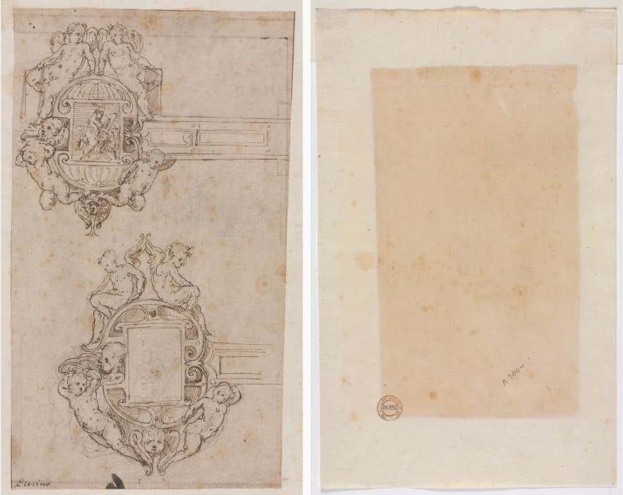 Design for Decorative Hinges (recto) Border Lines (verso) — Luzio Romano