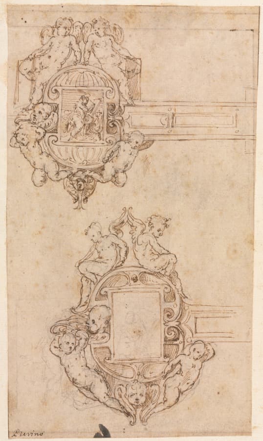 Design for Decorative Hinges (recto) — Luzio Romano