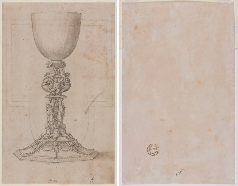 Design for a Chalice (recto) Architectural Plan (verso) — Luzio Romano