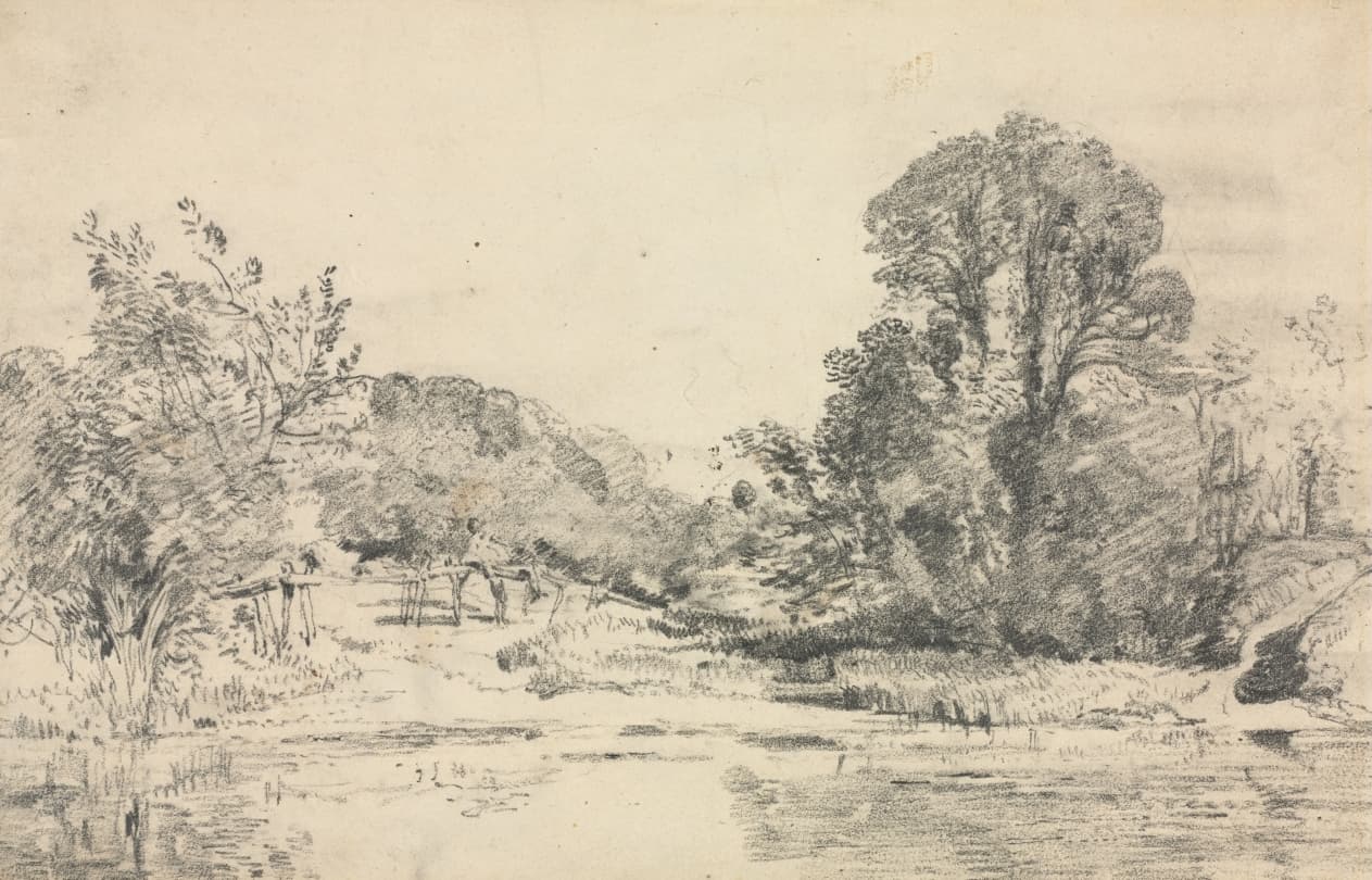 Landscape with Trees Surrounding a Pond — John Constable